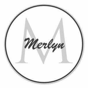 Sticker Initiales de monogramme Nom personnalisé Élégant n