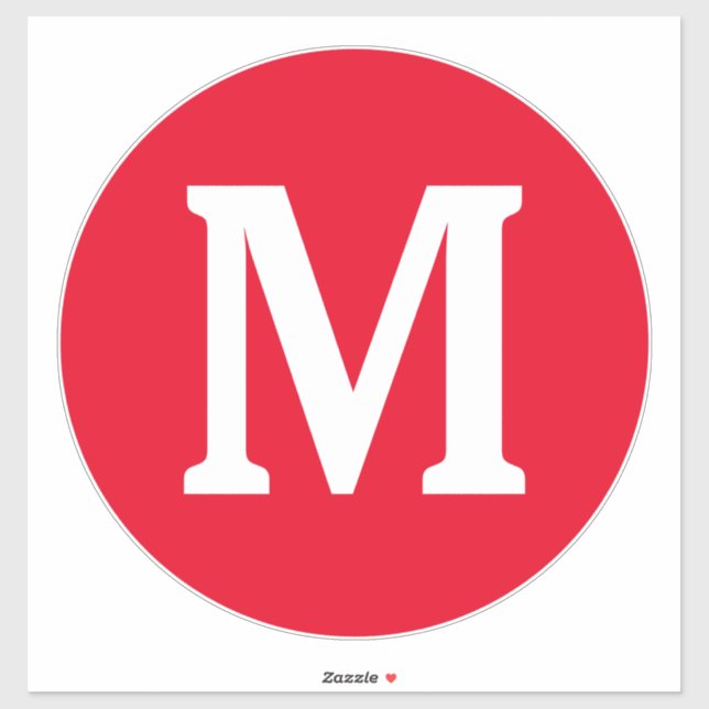 Sticker Initiales de monogramme Rouge blanc gras Personnal (Feuille)