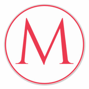 Sticker Initiales Monogrammes Nom personnalisé Rouge Blanc