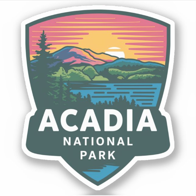Sticker Insigne coucher de soleil du parc national Acadia (Devant)