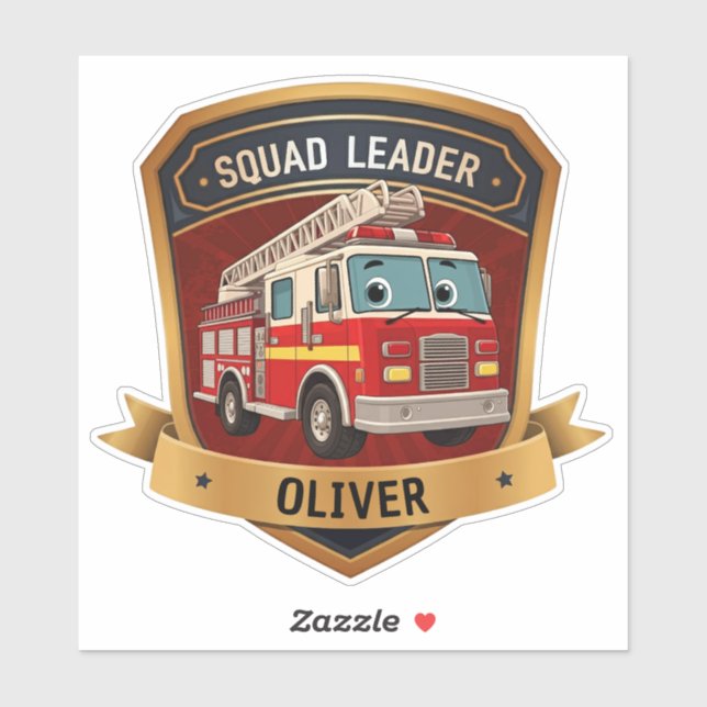 Sticker Insigne de pompier personnalisé mignon (Feuille)