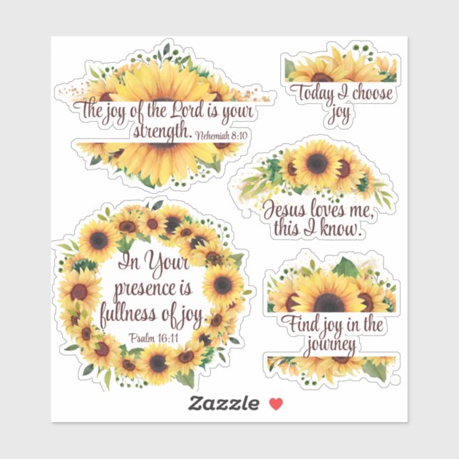 Sticker Inspiration Christian Joy Écriture Sunflowers S (Feuille)