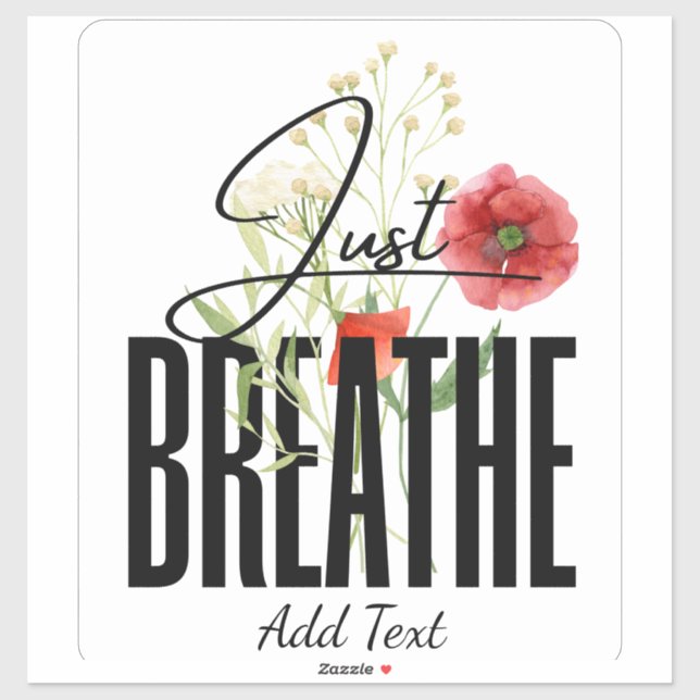 Sticker Inspiration Juste Respirer Floral Yoga (Feuille)