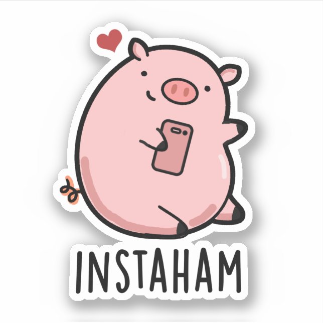 Sticker Instaham Funny Social Media Pig Pun (Devant)