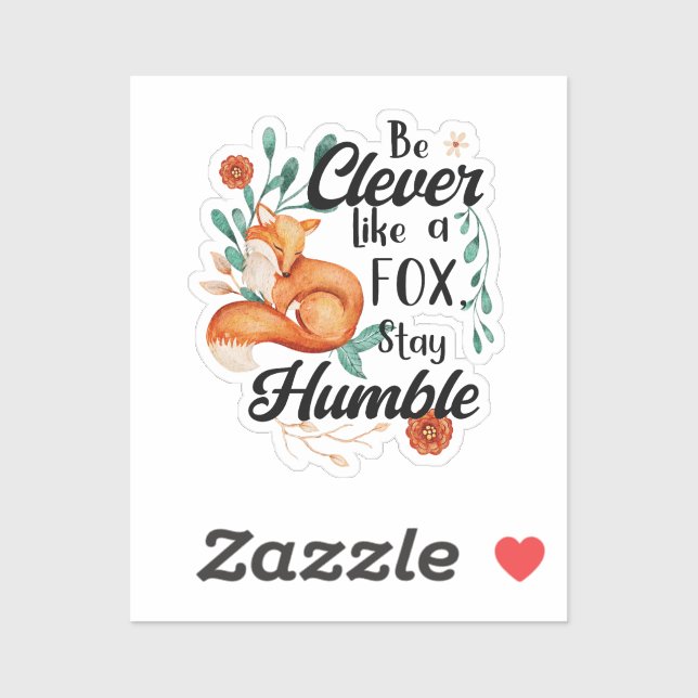 Sticker Intelligent Comme Le Renard, Humble, Mignonne Moti (Feuille)