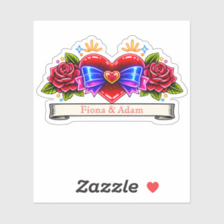 Sticker Invitation de style tatouage néon en forme de cœur