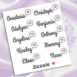 Sticker Invité Liste 10 Noms Amusant Amusant Purple Speech