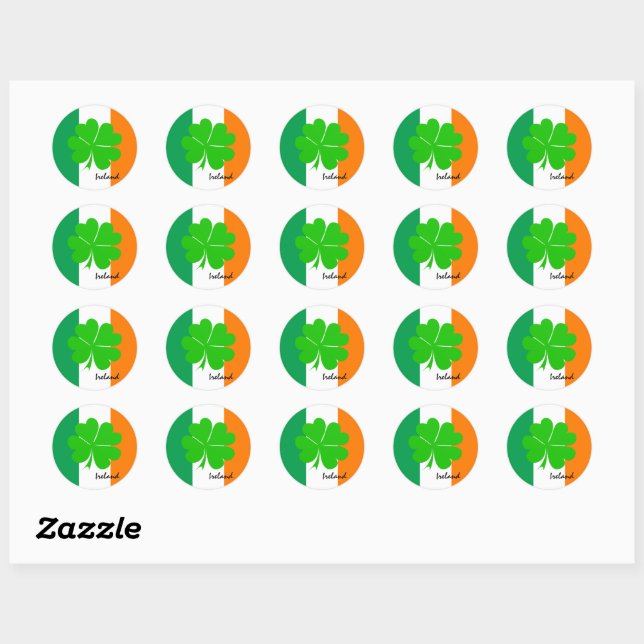 Sticker irlandais, trèfle, drapeau irlandais /fans (Feuille)