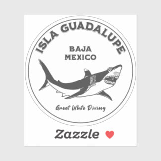 Sticker Isla Guadalupe Great White Shark v2 Diving