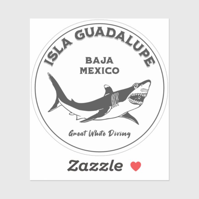 Sticker Isla Guadalupe Great White Shark v2 Diving (Feuille)