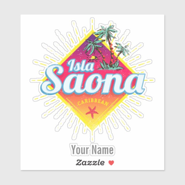 Sticker Isla Saona Caraïbes République dominicaine Retro (Feuille)