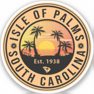 Sticker Isle of Palms Florida Retro Sunset Souvenirs 80s