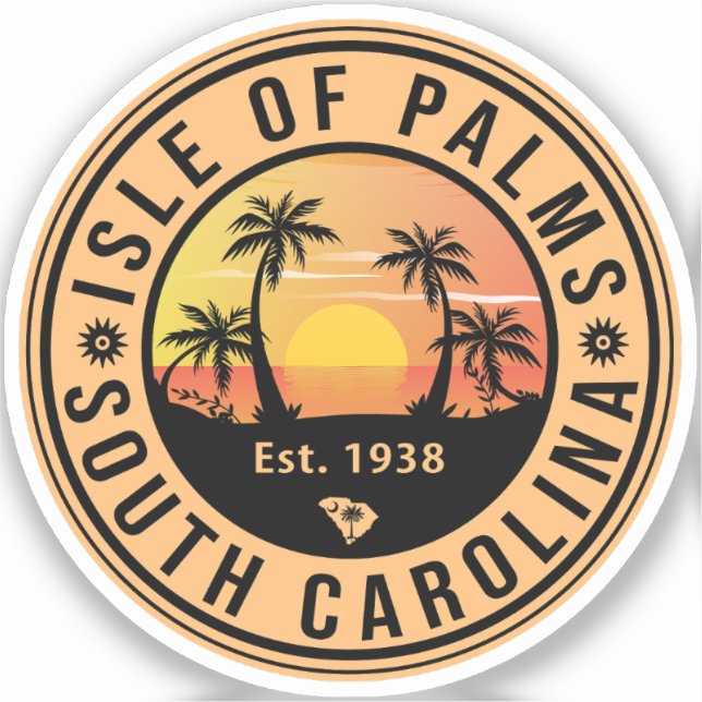 Sticker Isle of Palms Florida Retro Sunset Souvenirs 80s (Recto)