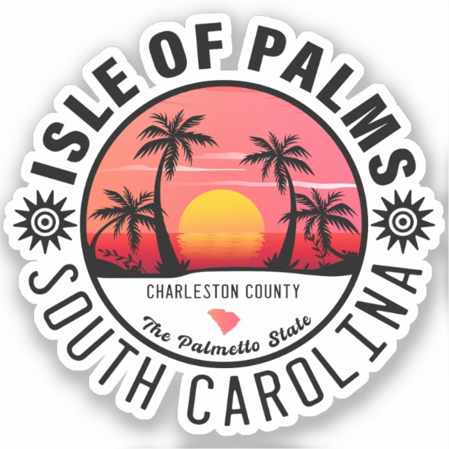 Sticker Isle of Palms SC Retro Sunset Souvenirs 60s (Recto)