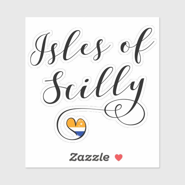 Sticker Isles of Scilly Drapeau in Heart (Feuille)