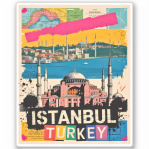Sticker Istanbul Turquie Sainte-Sophie Art Pop Rétro Voyag