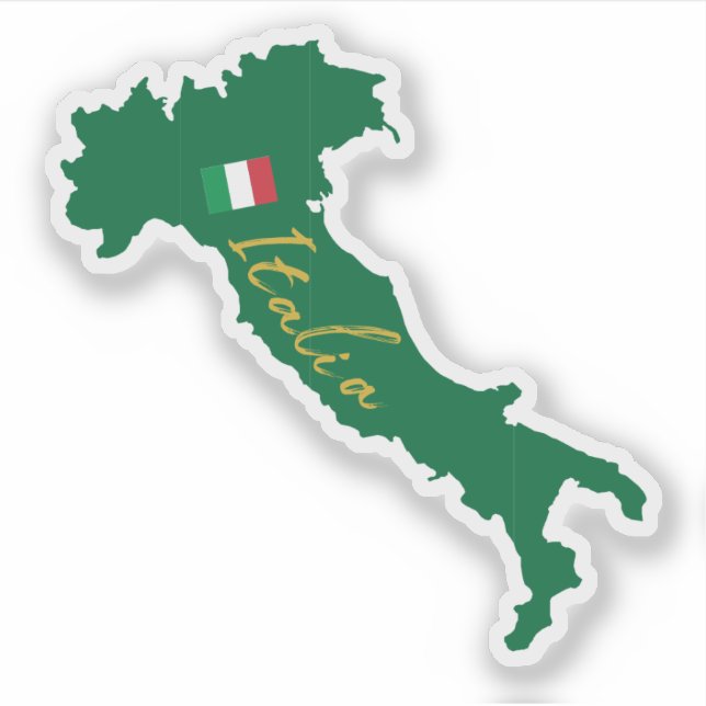 Sticker Italie Italia plan plan avec nom et drapeau (Devant)