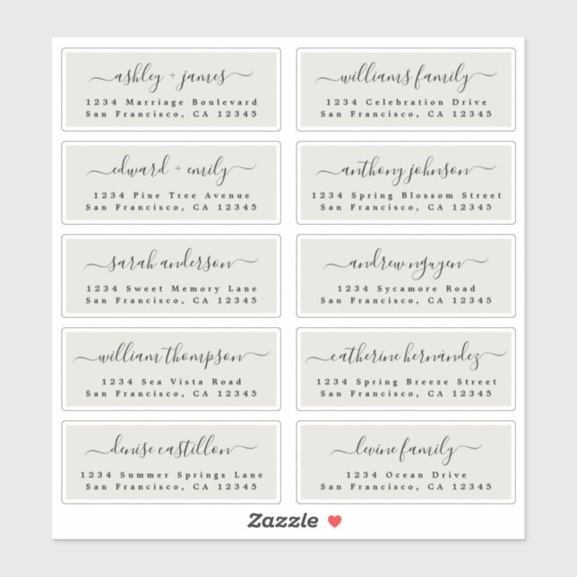 Sticker Ivory Wedding Guest Address Labels (Feuille)
