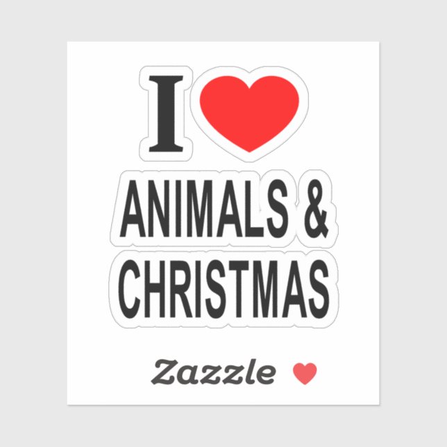 Sticker J'❤️ ANIMAUX ET NOËL J'AIME LES ANIMAUX ET CH Viny (Feuille)