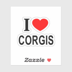 Sticker J'❤️ CORGIS J'AIME CORGIS I COEUR CORGIS Vinyl