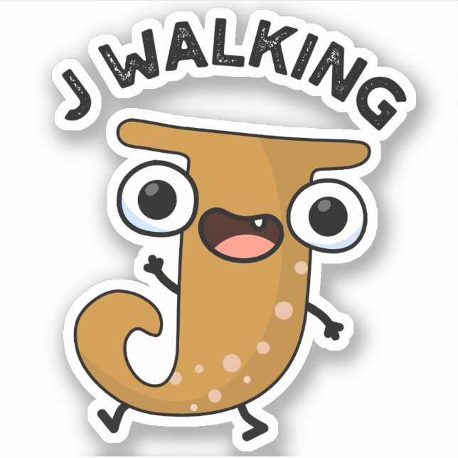 Sticker J Marcher drôle Alphabet Pun (Devant)