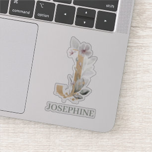 Sticker J Monogram Floral Personnalisé