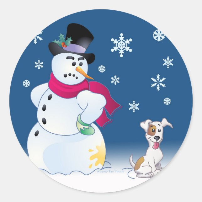 Sticker Jack Russell Terrier et Snowman (Devant)