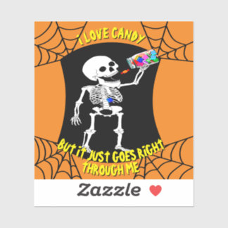 Sticker J'adore l'autocollant squelette de bonbons