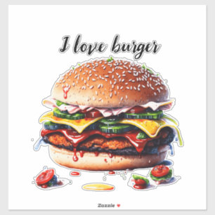 Sticker J'adore le hamburger