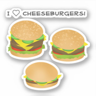Sticker J'adore les cheeseburgers