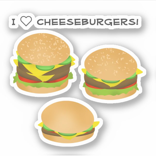 Sticker J'adore les cheeseburgers (Devant)