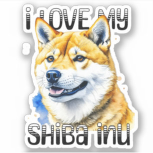 Sticker J'adore mon Shiba Inu   Propriétaire de chien 