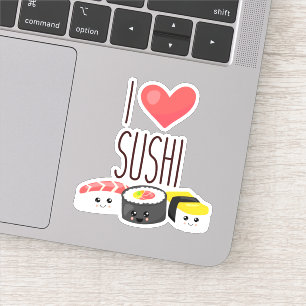 Sticker j'adore sushi citation rouleaux sashimi surimi nou