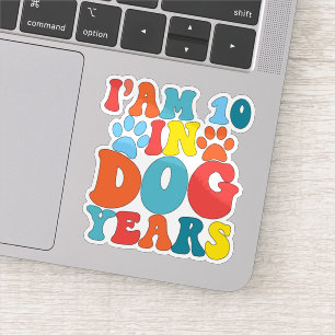 Sticker J'ai 10 ans en chien 70e anniversaire Amoureux des