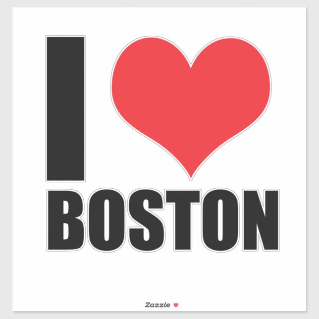 Sticker J'aime Boston (Feuille)