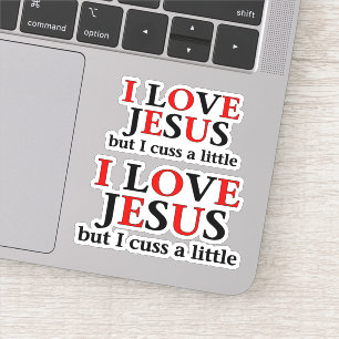 Sticker J'aime Jésus mais j'ai un peu de Contour Cut