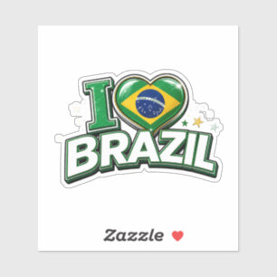 Sticker J'aime le Brésil Fan de foot patriotique brésilien