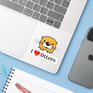 Sticker J'Aime Les Loutres. Tête de Otter