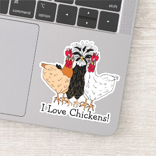 Sticker J'Aime Les Poulets Dessin À La Main