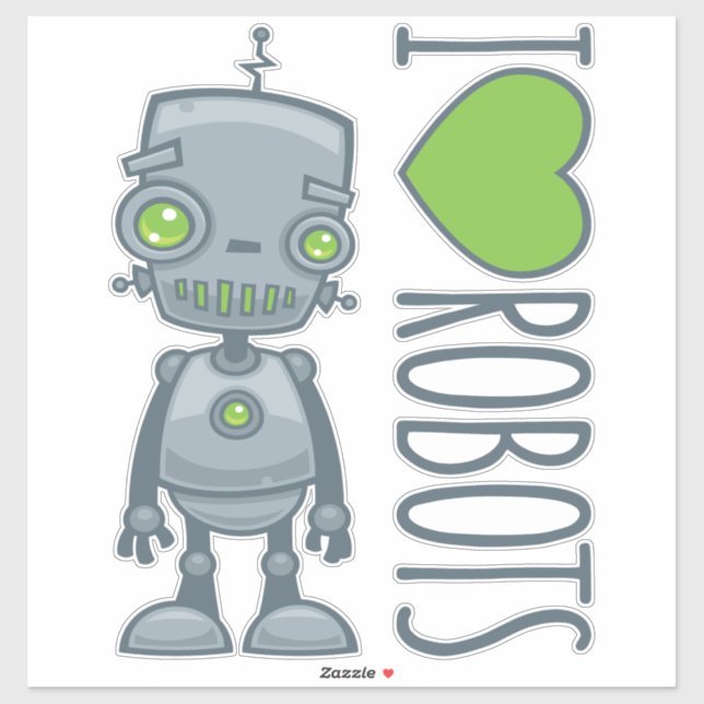 Sticker J'aime les robots (Feuille)
