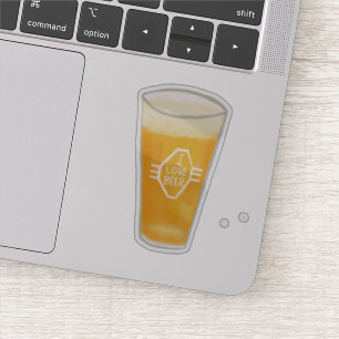 Sticker J'aime l'illustration de bière de métier de biè