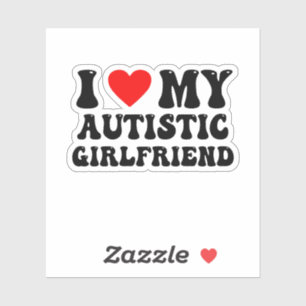 Sticker J'aime ma petite amie autiste - Design Rétro Cœur