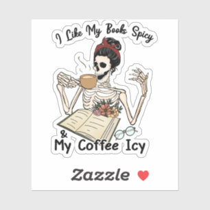 Sticker J'aime mes livres épicés et mon café glacé