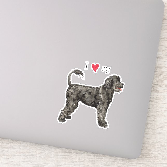 Sticker J'aime mon baguette vinyle de chien d'eau portugai (Détail)