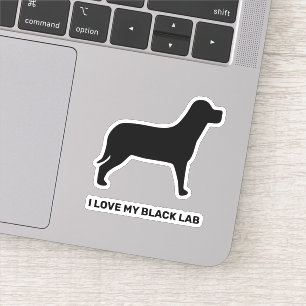 Sticker J'Aime Mon Black Lab Chien Silhouette