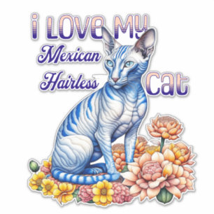 Sticker J'aime mon chat mexicain sans cheveux