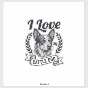 Sticker J'aime mon chien de troupeau design de gravure vin