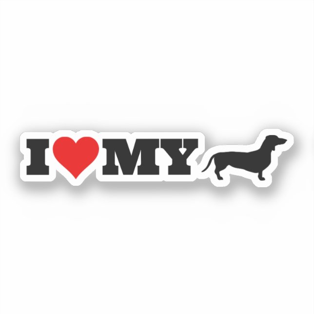 Sticker J'Aime Mon Dachshund (Recto)
