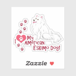 Sticker J'Aime Mon Esquimau Américain Chien !