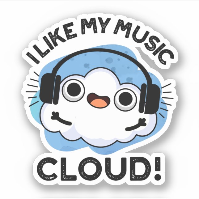 Sticker J'Aime Mon Nuage De Musique Funky Météo Pun (Devant)